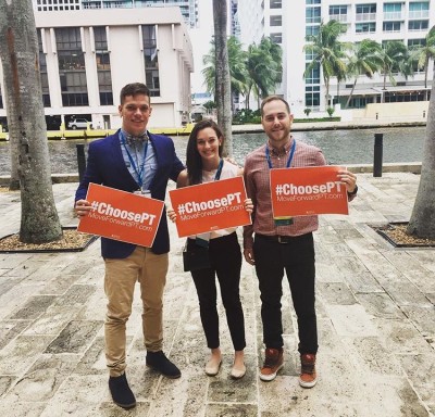 Simmons College DPT Students - Jason Peltier, Claire Hart, and Liam Bryant @ the 2106 National Student Conclave in Miami, Florida